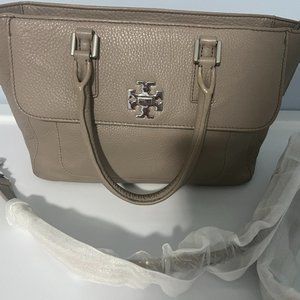 Tory Burch Zip Tote Soft Gray with Shoulder Strap